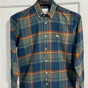 Burberry Blue and Green Casual Button Down Shirt